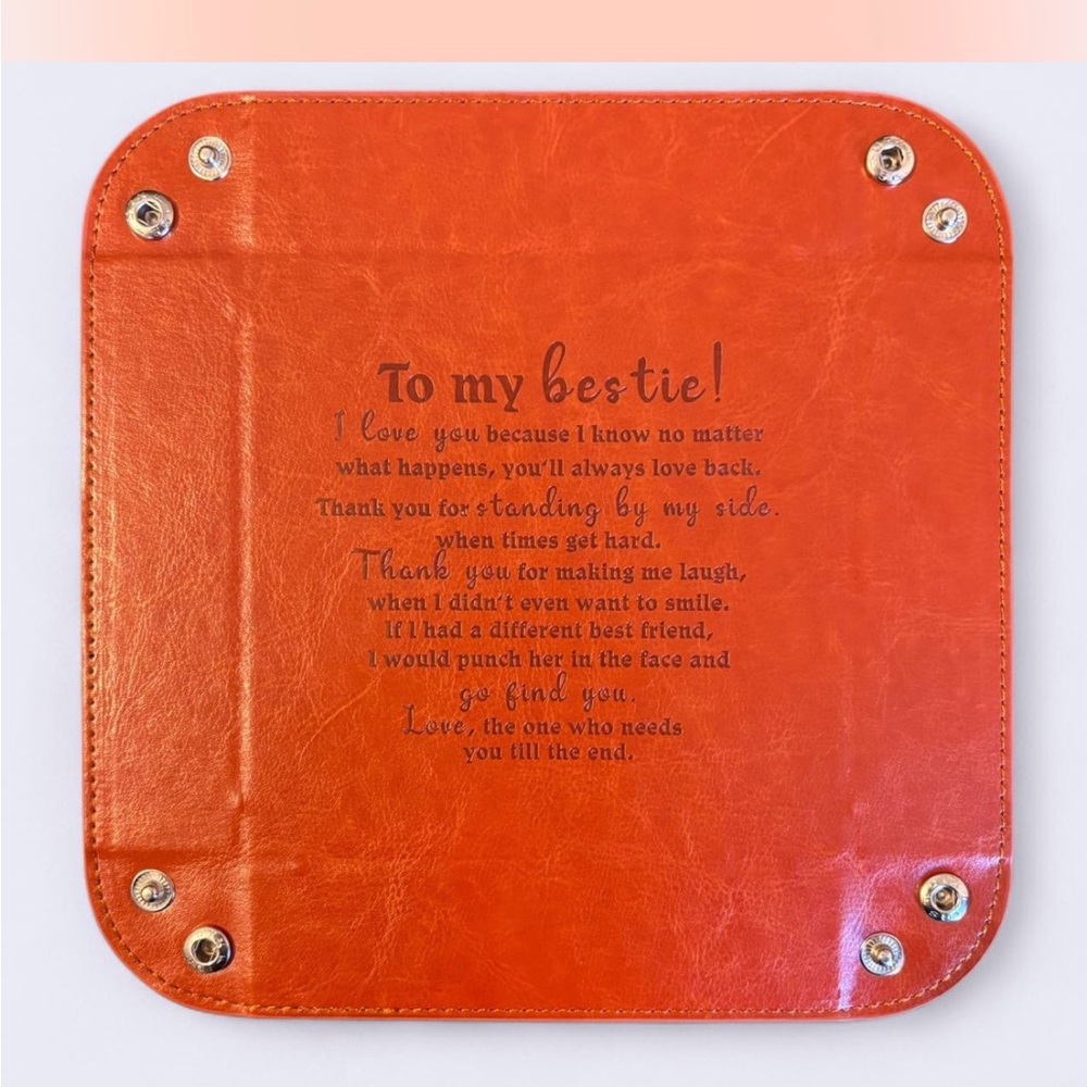 Engraved Leather Valet Tray